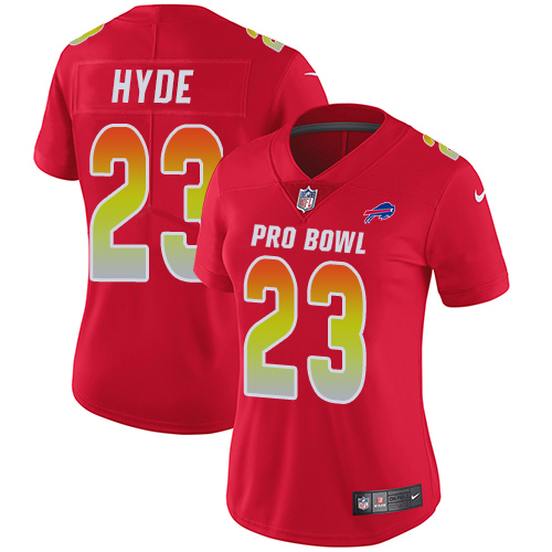 Nike Bills #23 Micah Hyde Red Women's Stitched NFL Limited AFC 2018 Pro Bowl Jersey - Click Image to Close